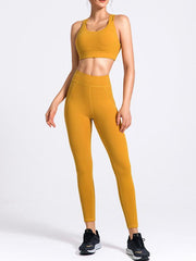 Solid Wrap Sleeveless Yoga Suits