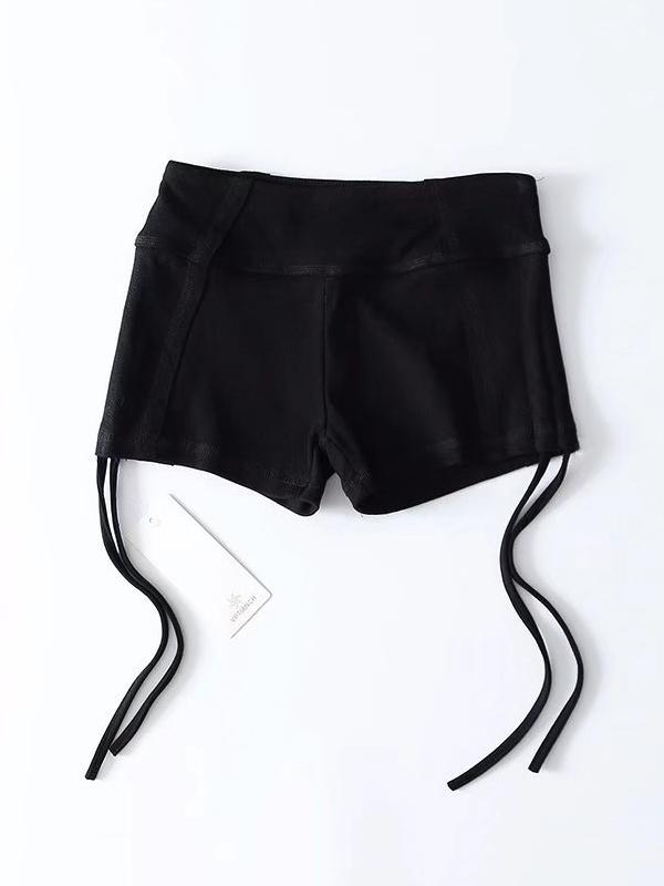 Wrap Solid High Waist Sports Shorts