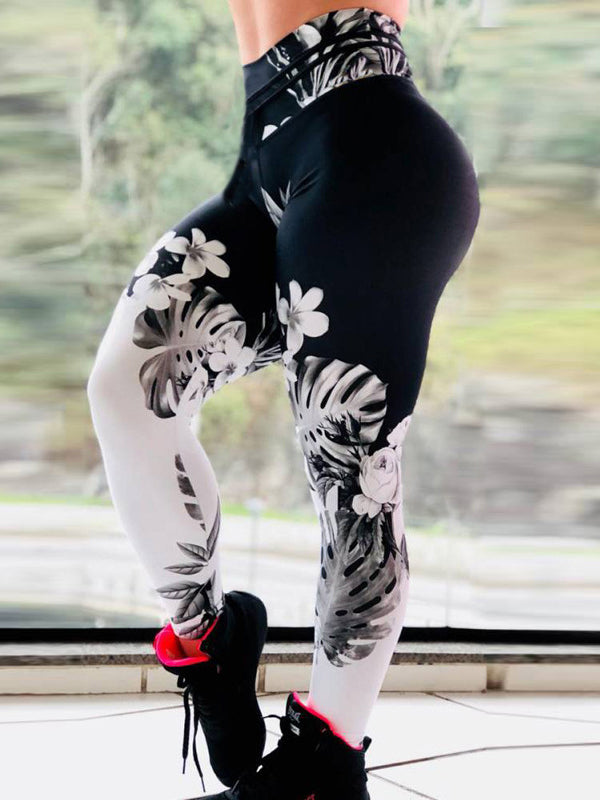 Floral Printed Skinny Leg Wrap Leggings