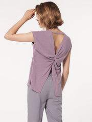 Short Sleeve Loose Round-Neck Backless Casual T-Shirt Top