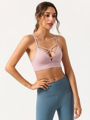 Wrap Spaghetti-Neck Cross Back Sports Bra