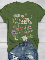 Butterfly And Flower Print Women's T-shirt