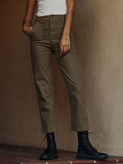 vintage twill breathable straight ladies pants