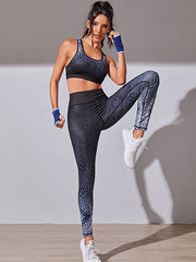 Gradient Sleeveless U-Neck Top Bra&High-Waisted Legging Fitness Suits