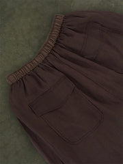 Solid Color Lace-up Cotton And Linen Pants