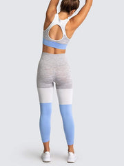 Contrast Color Sleeveless Back Cutouts Yoga Suits