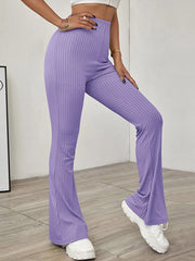 Flared Wrap High-Waisted Solid Color Flared Trousers