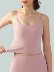 Skinny Wrap Backless Solid Color Spaghetti-Neck Yoga Tops