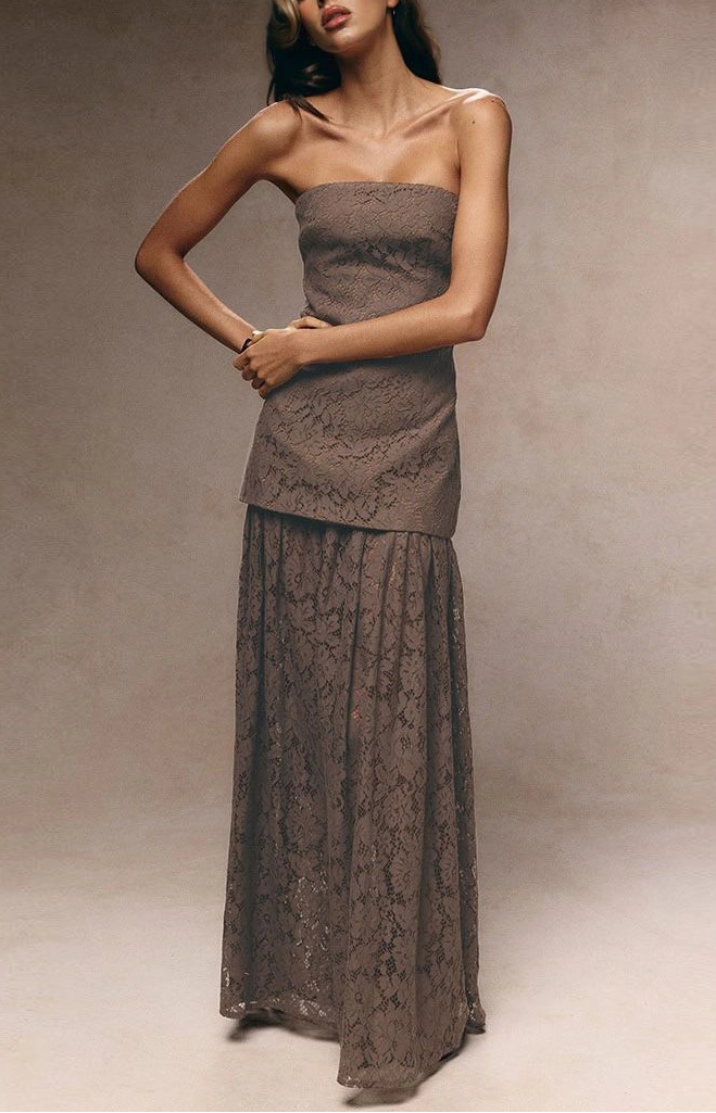 Sexy off-the-Shoulder Tube Top Lace Stitching Dress