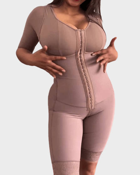 High Compression Tummy Control Full Body Faja with Mid-long Sleeves