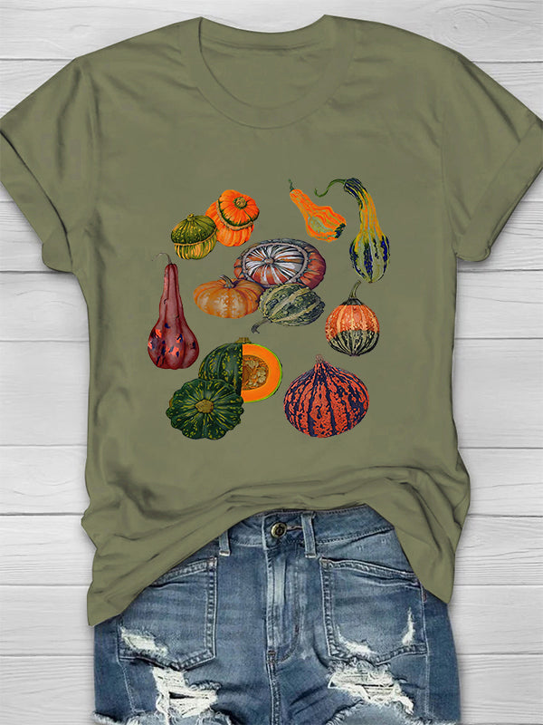 Various Pumpkins Printed Crew Neck Women's T-shirt