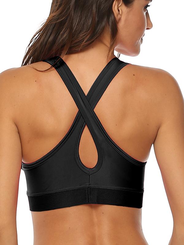 Solid Color Shockproof Back Cross Sports Bra