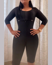 High Control Hourglass Butt Lift Full Body Gridle With Long Sleeves