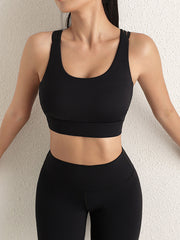 Skinny Wrap Hollow Printing Solid Color Yoga Tops Spaghetti-Neck Bra