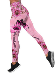 Printed Pink Skull Hollowed Vest&Leggings Sports Suits