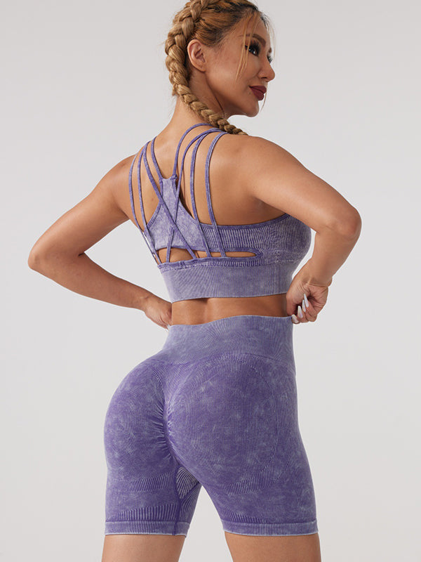 Skinny Solid Color U-Neck Yoga Suits