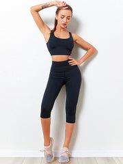 Simple Sleeveless Sport High-Waisted Legging Fitness Suits