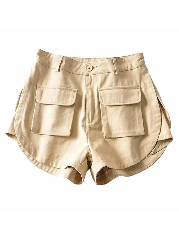 Casual Solid Loose Pockets Shorts Bottoms