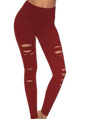 High Waisted Solid Color Hollow Sports Leggings