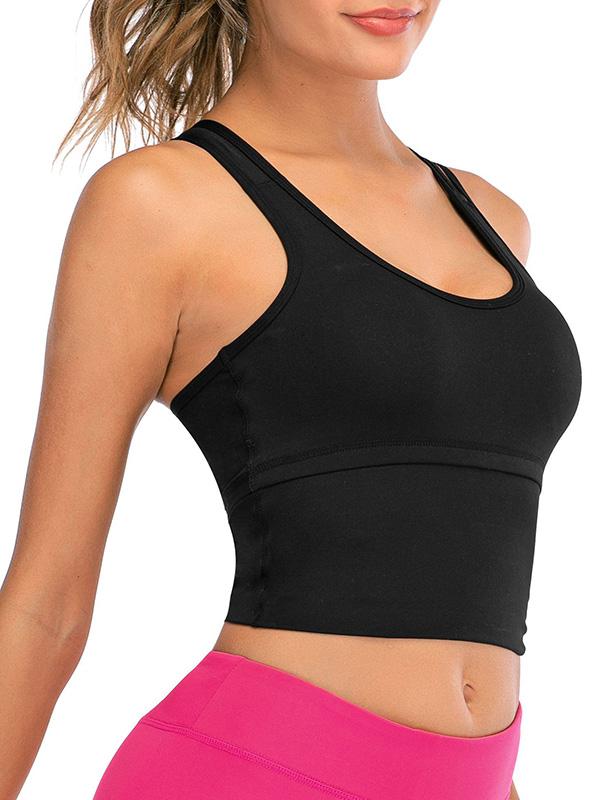 Wrap Solid Cross Back Sports Bra