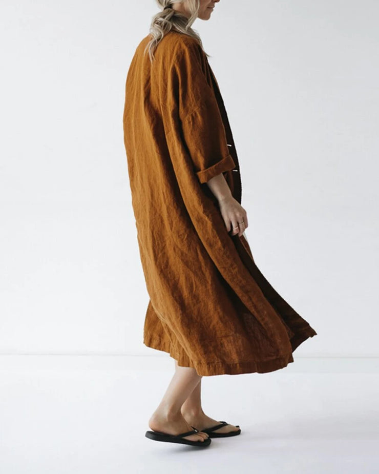Linen kimono coat mustard