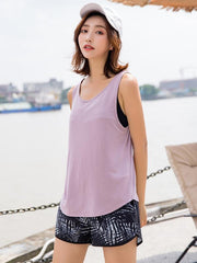 Loose Solid Color Spaghetti-Neck Back Cross Tanks