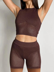 Perspective Knitted Sleeveless Slimming Suits