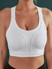 Skinny Wrap Buckle Sports Bra Elasticity Yoga Tops Hollow Solid Color Split-Joint Spaghetti-Neck Bra