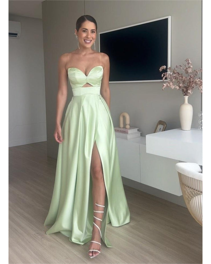 Women's dress Sexy Tube Top Backless Cut Out Waist Maxi Dresses