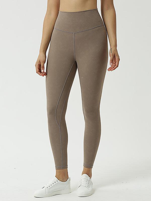 Solid Color High-Waisted Sports Leggings