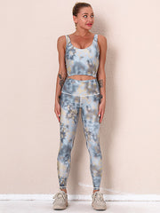 Tie-Dyed Top Bra&Legging Fitness Suits