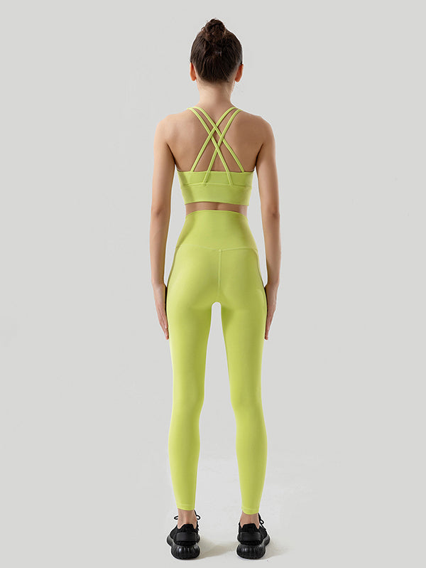 High-Waisted Pockets Solid Color Yoga Bottoms