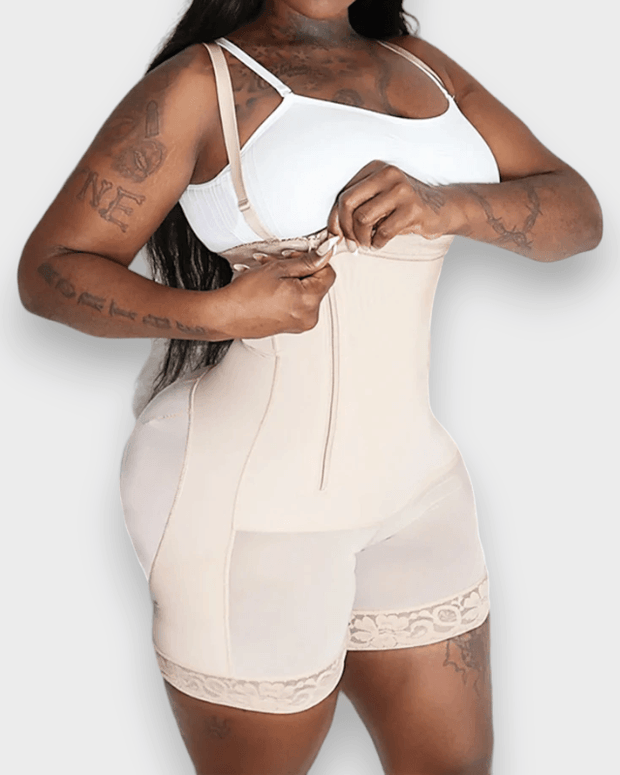 High-Compression Tummy-Shaping Side Zipper Strap Shapewear