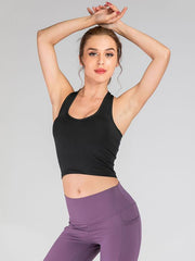 Solid Color Wrap Halter Neck Sports Bra