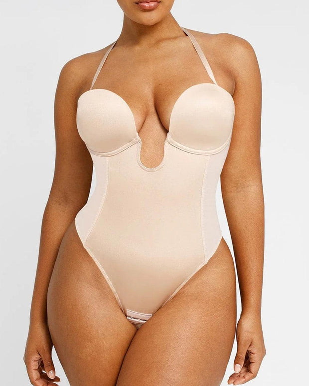 Deep Plunge Low-Back Thong Bodysuit