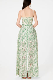 Abetzi Floral Embroidered Shorts & Maxi Dress Set - Green