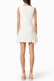 Adalgisa Floral Appliqué Mini Dress - White
