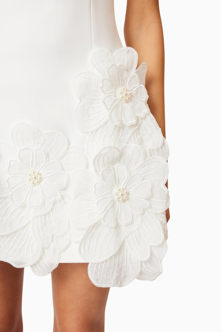 Adalgisa Floral Appliqué Mini Dress - White