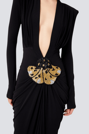 Agata V-neck Ruched Maxi Dress