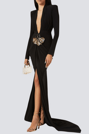 Agata V-neck Ruched Maxi Dress