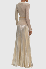 Alisha Ribbed Knit Pleated Maxi Dress