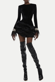 Aruba Rhinestone Feather Mini Bandage Dress