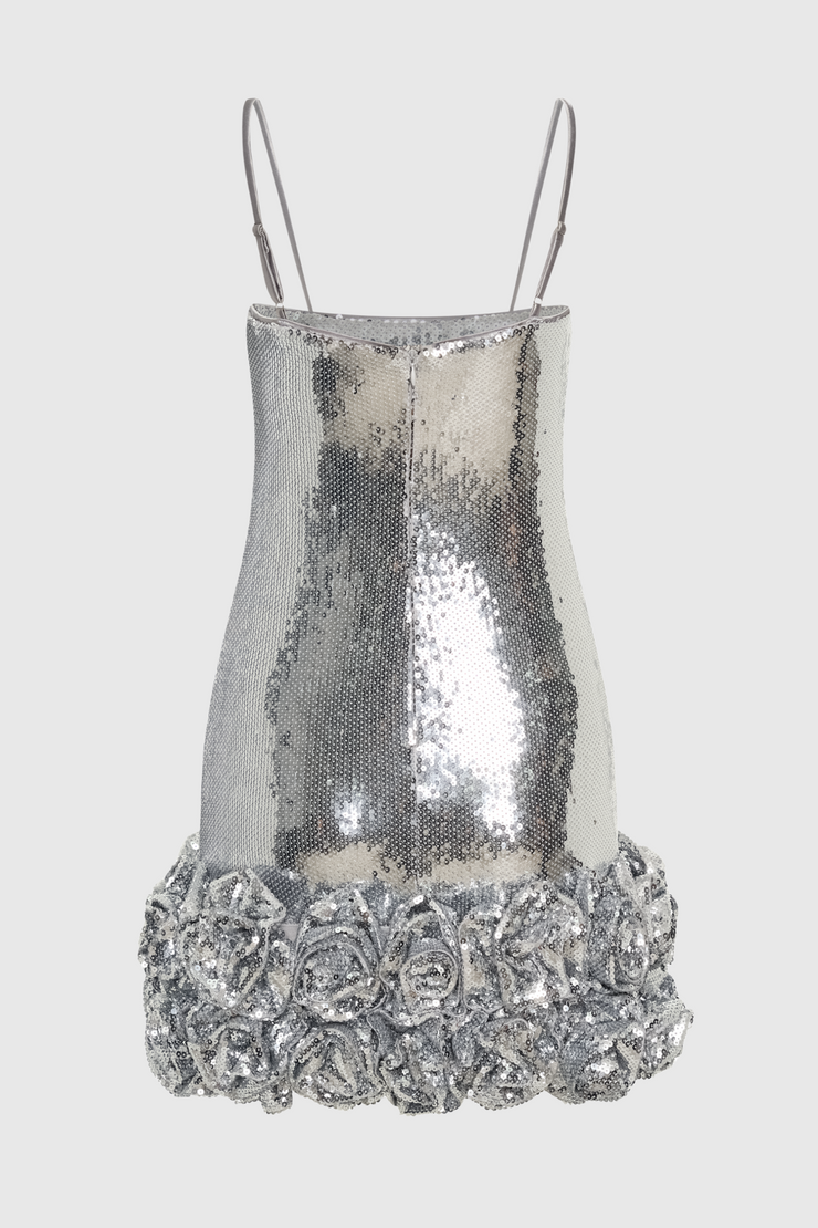 Ayam Sequin Flower Appliqu¨¦ Mini Dress