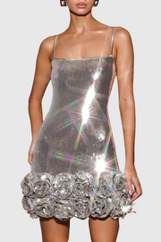 Ayam Sequin Flower Appliqu¨¦ Mini Dress