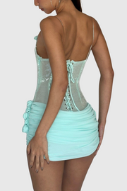 Azadeh Foral Sequin Ruched Mini Dress