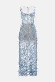 Batya Lace Sleeveless Midi Dress - Blue