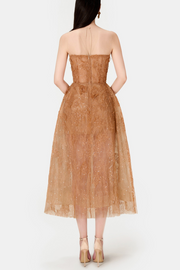 Batya Lace Sleeveless Midi Dress - Caramel