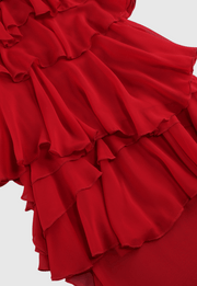 Bedelia Floral Halter Chiffon Ruffle Midi Dress