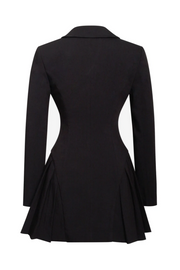Beulah Pleate Blazer Mini Dress - Black
