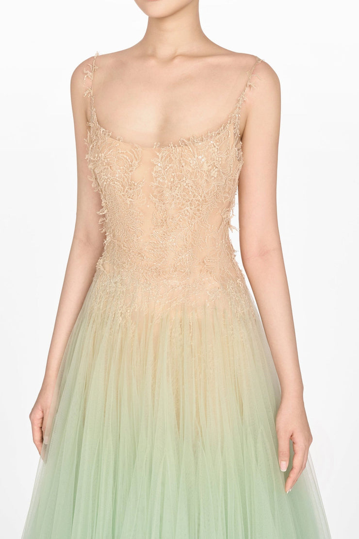 Bitzer Mint Ombre Lace Jacquard Midi Dress